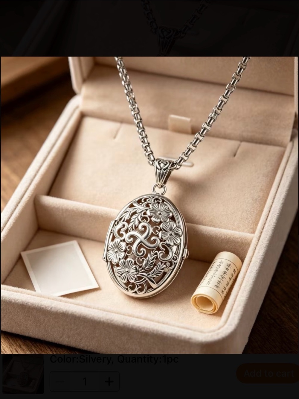 ⭐️ Floral Filigree Oval Locket Necklace - Women's Jewelry